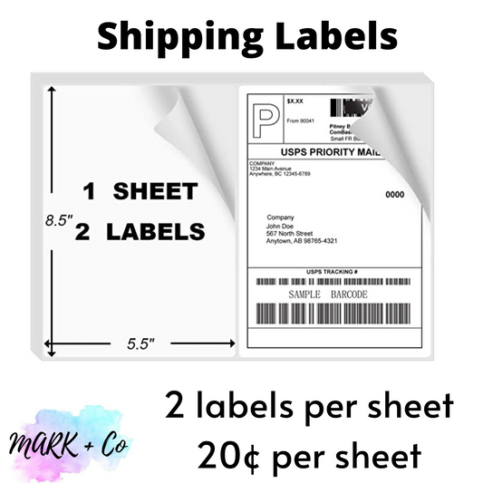 Shipping Label Sheets (10 pack)